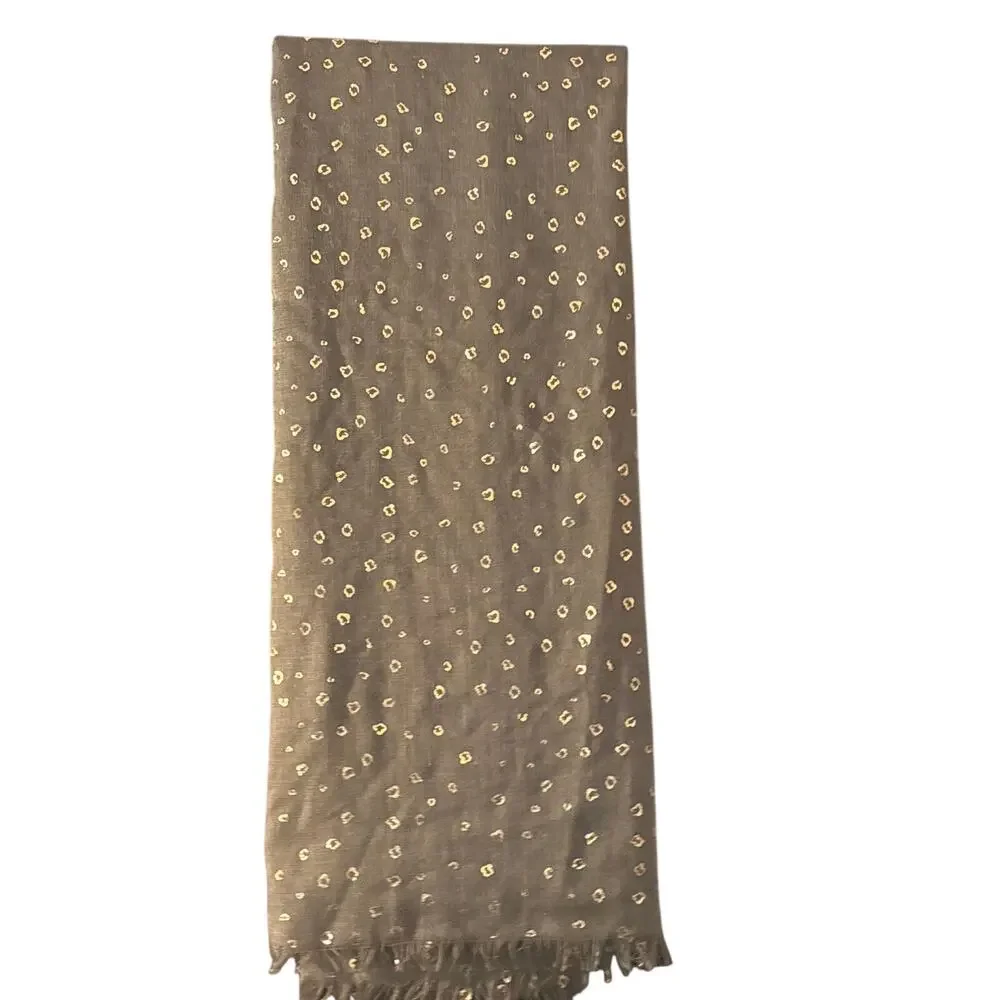 Large Womens Scarf Wrap Tan & Gold 42” x 80” Versatile Contemporary
